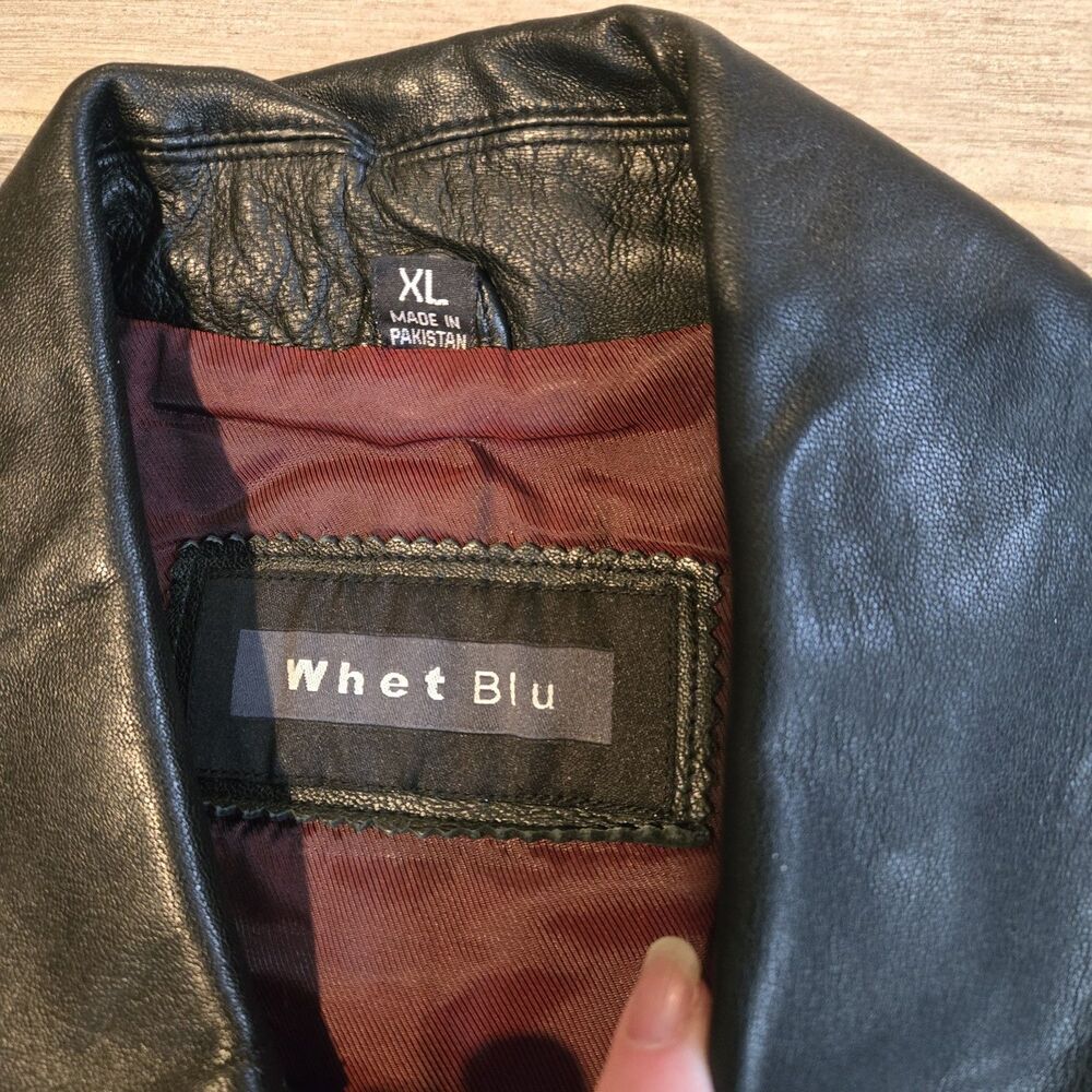 Women’s Whet Blu Black Leather Jacket Size XL motorcycle, 90s matrix style - Picture 9 of 14